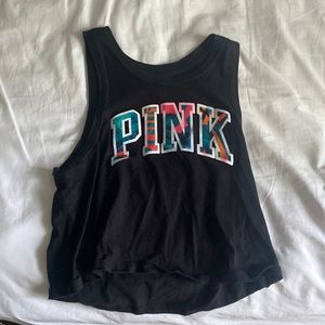PINK black crop top :)